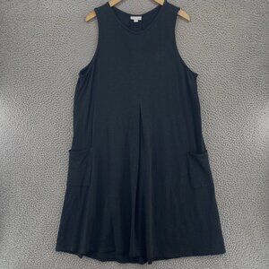 J Jill Dress Womens Large Black Modal Blend Swing Tee Shirt Pleated Pockets Knit